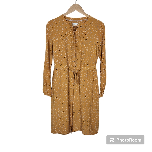 Boden Dresses & Skirts - Boden Golden Yellow Sweet Flower Corrina Long Sleeve Shirt Dress Sz 4R
